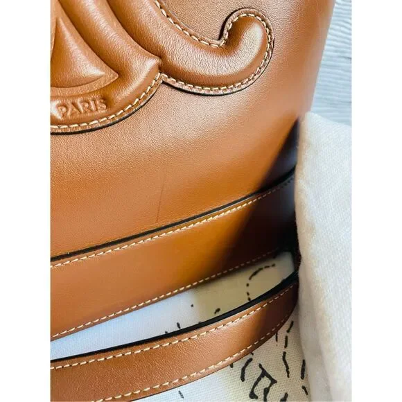 Celine Cuir Triomphe Small Calfskin Leather Bucket Crossbody Bag - Picture 3 of 12